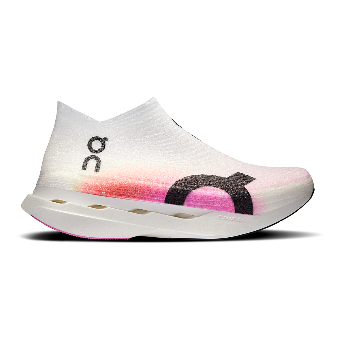 ON Cloudboom Strike LS — White - Black — Size D — Width 4.5 M / 6 W — Lifestyle View