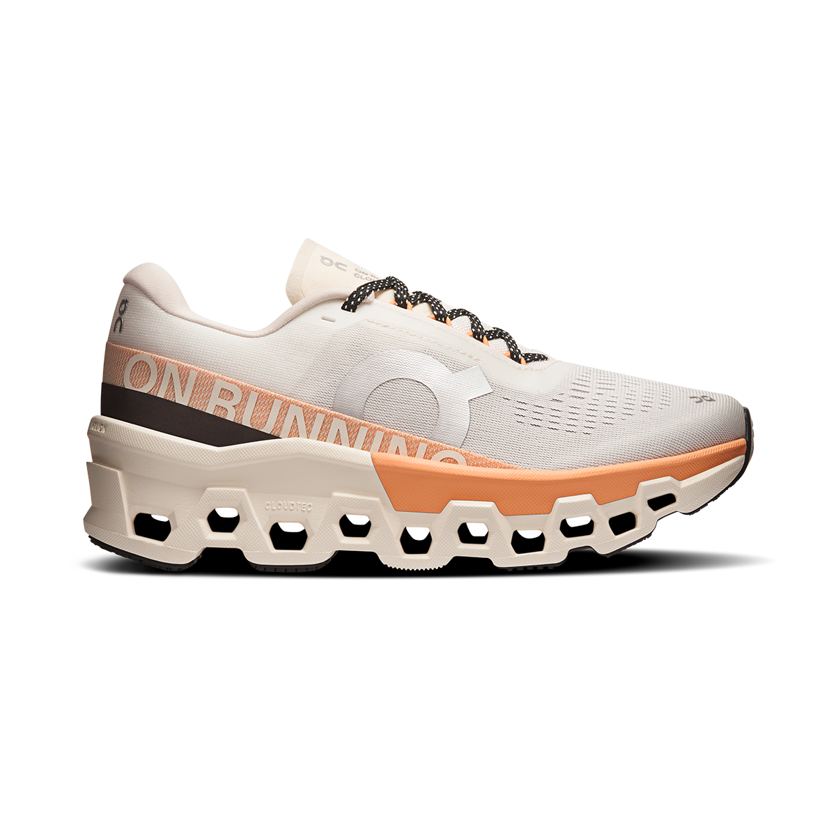 ON Cloudmonster 2 — Ivory - Tangerine — Size B — Width 6 — Back View
