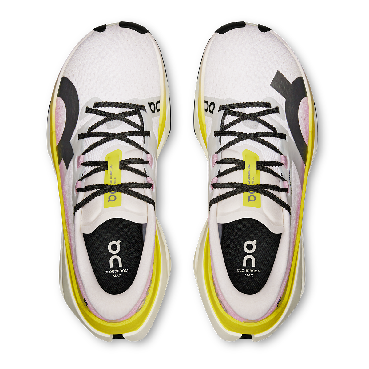 ON Cloudboom Max — White - Black — Size D — Width 13 — Back View