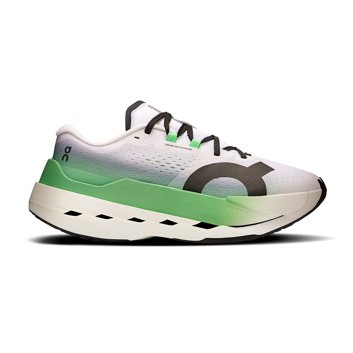 ON Cloudboom Max — White - Black — Size D — Width 13 — Detail View