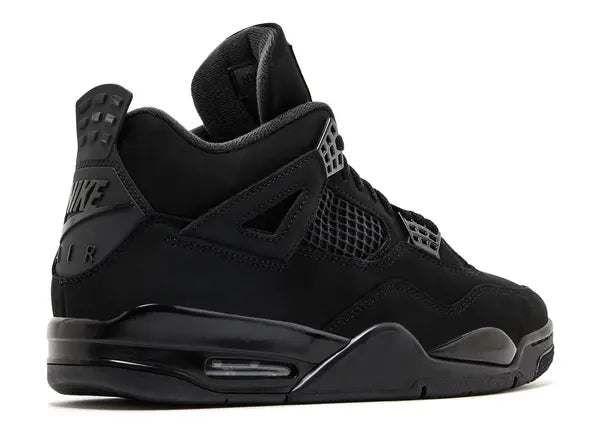 Air Jordan 4 Retro Black Cat — Black/Black/Light Graphite — Size US M 3.5 - US W 5 — Back View