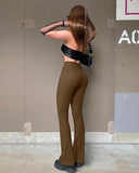 Casual Yoga Pants Stripe Pant Ladies — Beige — Size L — Lifestyle View