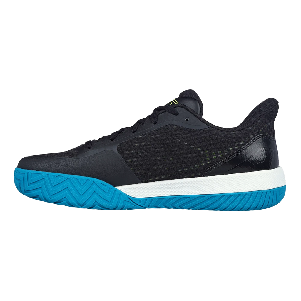 Skechers Viper Court Pro — Black - Blue — Size B — Width 6 — Side View