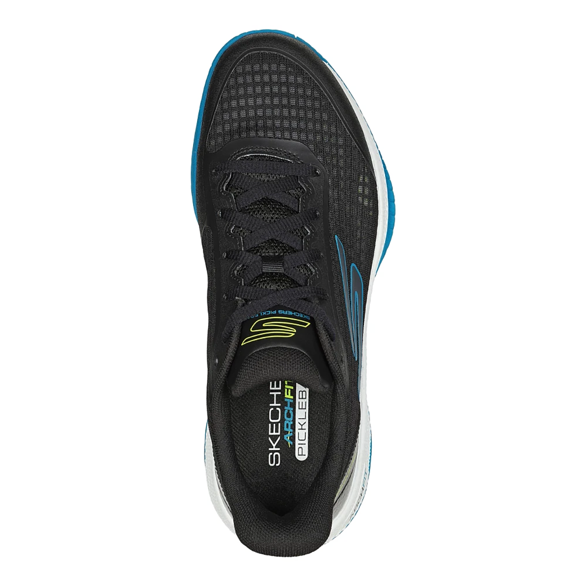 Skechers Viper Court Pro — Black - Blue — Size B — Width 6 — Back View