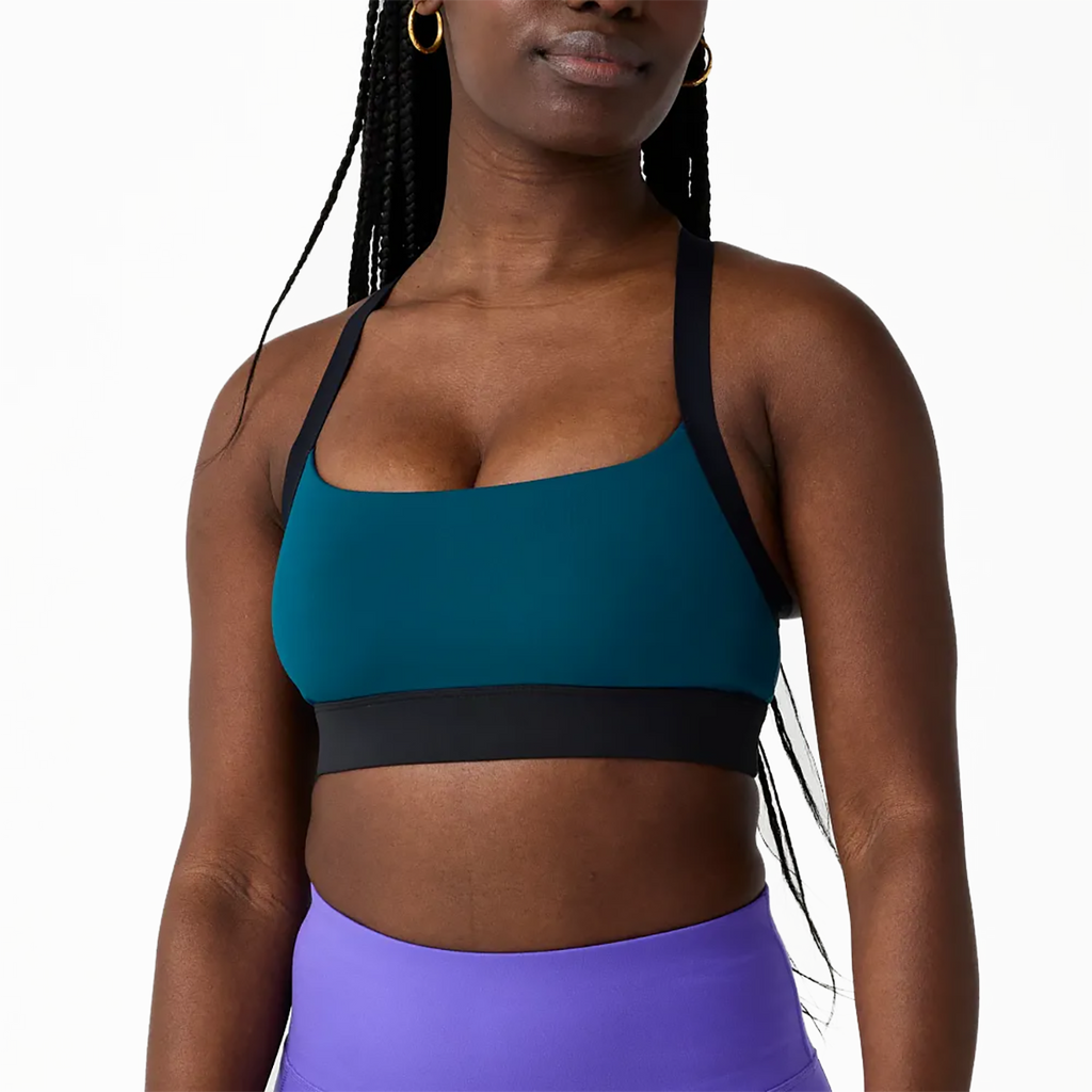 Brooks Luxe Strappy Bra — Black — Size XSmall — Detail View