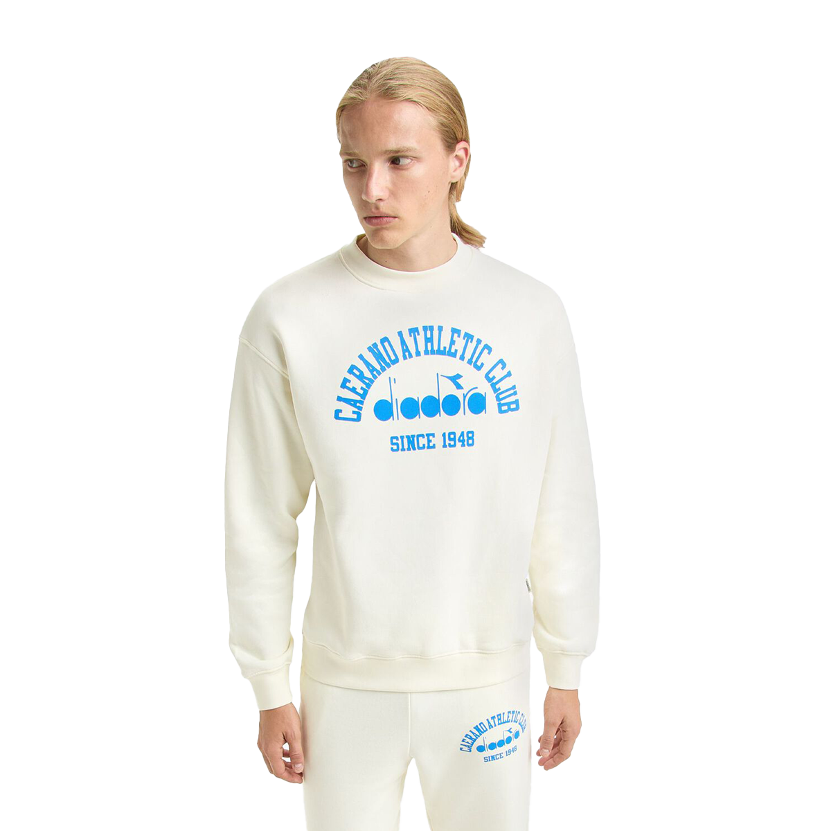 Diadora Crew 1948 Athletic Club Sweatshirt — Butter White — Size XSmall — Front View