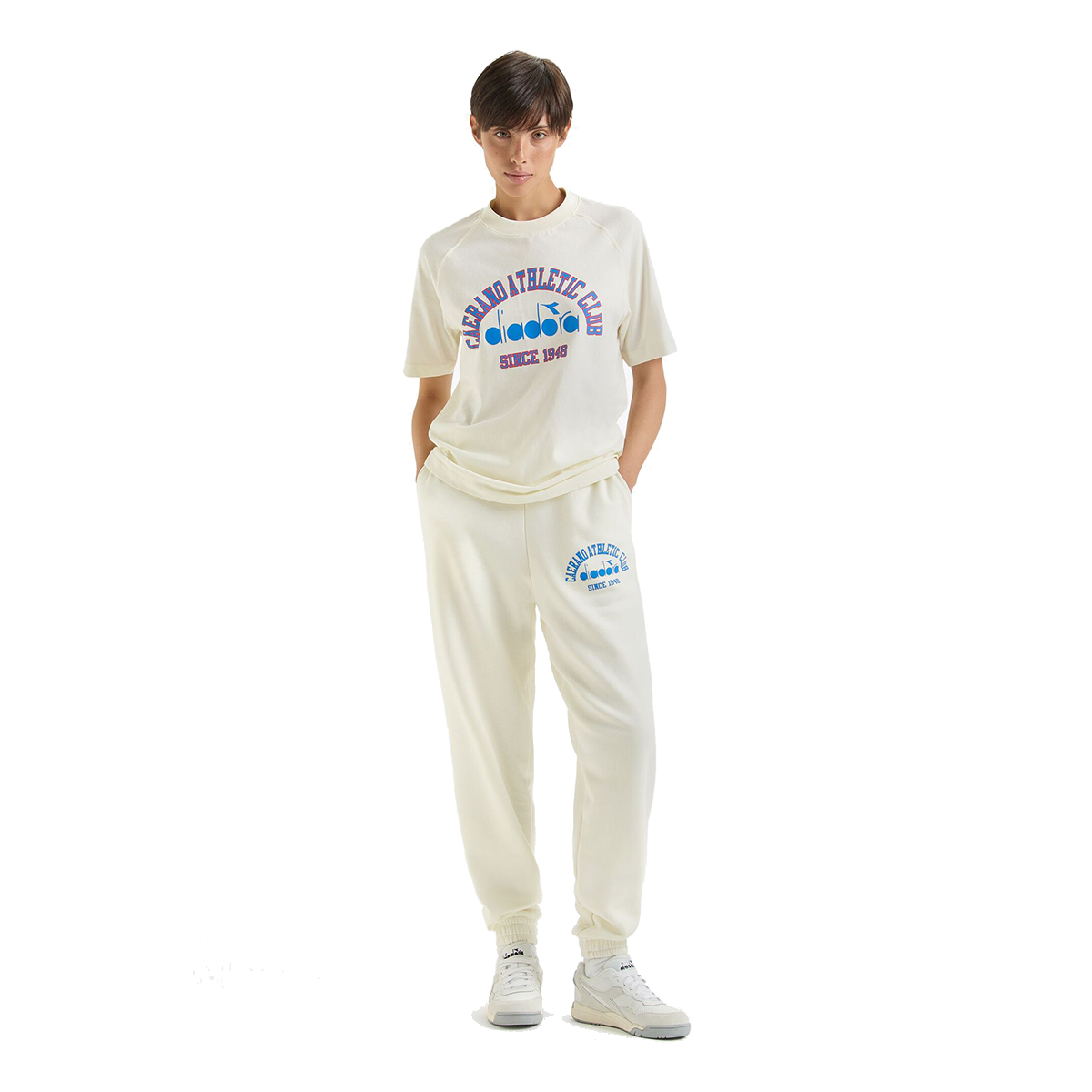 Diadora 1984 Athletic Club Shortsleeve — Butter White — Size XSmall — Side View