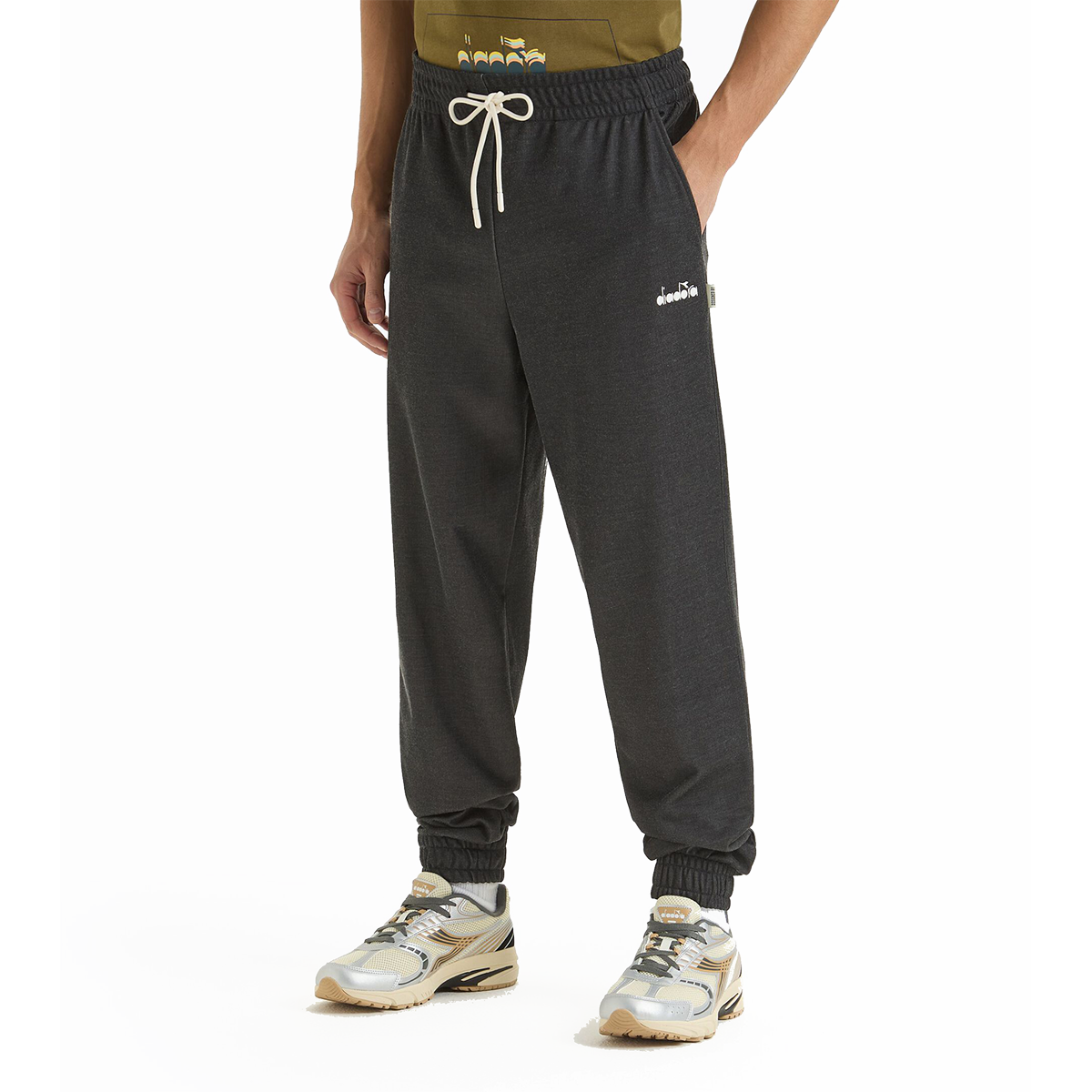 Diadora 80S Track Pants — Whisper White — Size Small — Front View