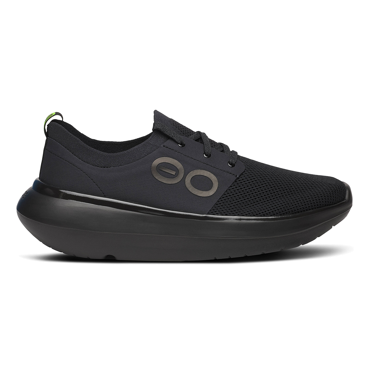 Oofos OOmy Stride — Black — Size D — Width 8 — Front View