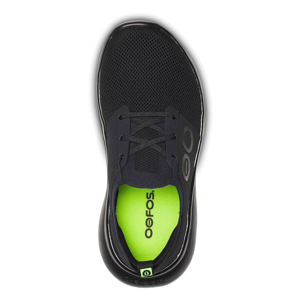 Oofos OOmy Stride — Black — Size D — Width 8 — Back View