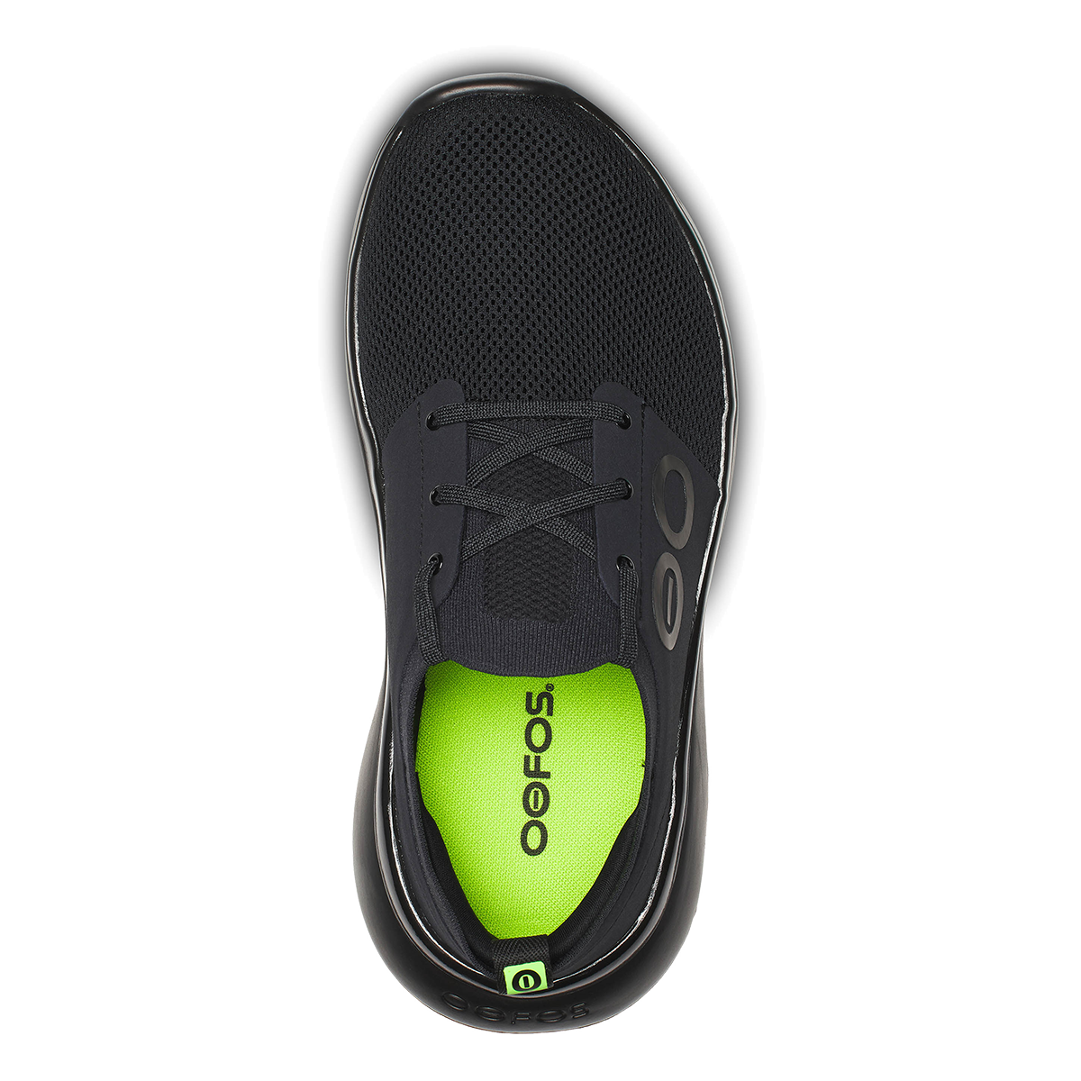 Oofos OOmy Stride — Black — Size D — Width 8 — Back View