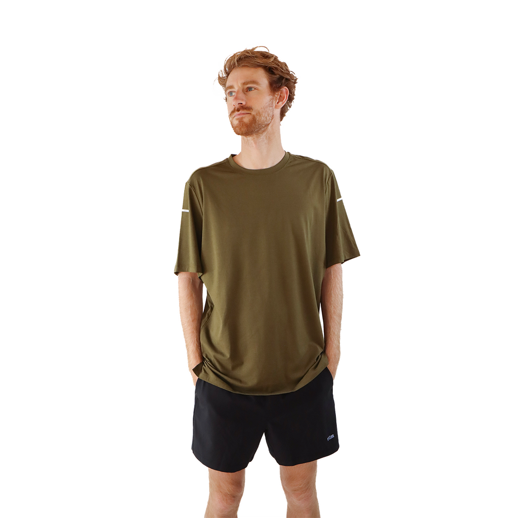 F2R Modal Jersey Shortsleeve Tee — Amber Glow — Size Small — Lifestyle View