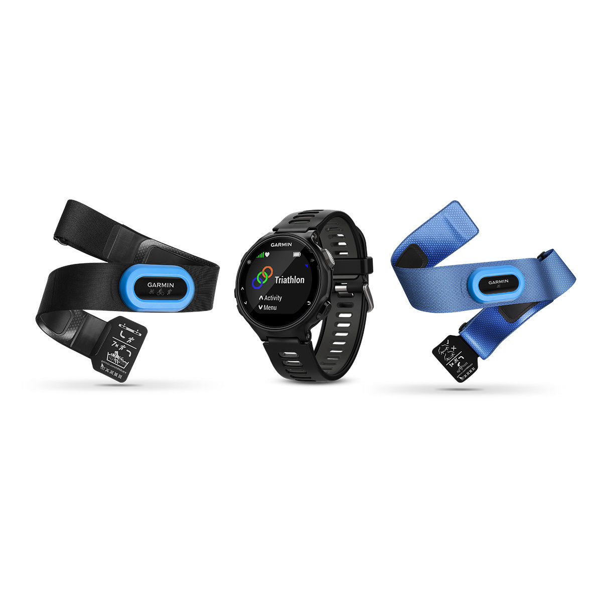 Garmin Forerunner 735XT Tri Bundle — Black - Gray — Size Tri Bundle — Front View