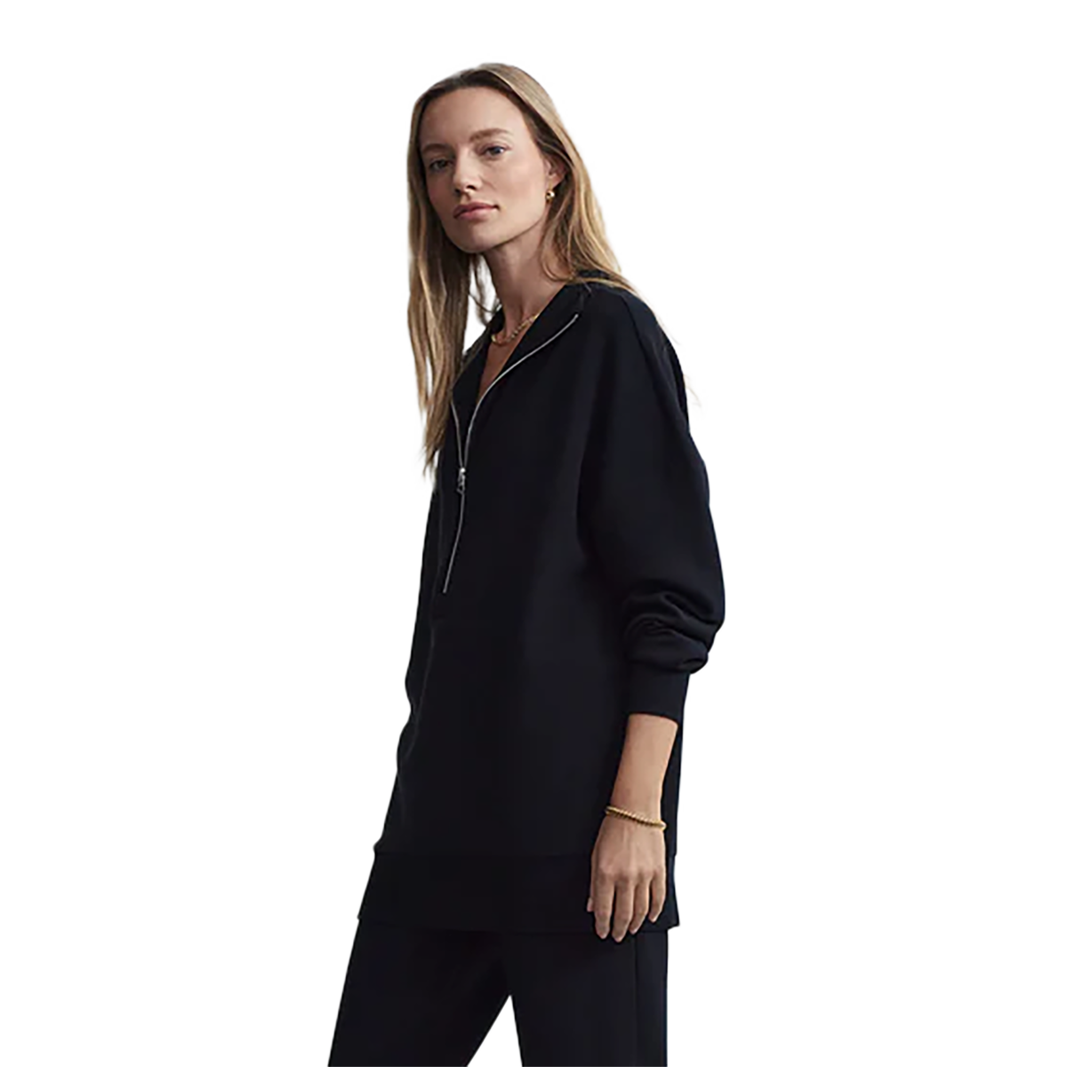 Varley Masie Longline Sweat — Black — Size XSmall — Side View