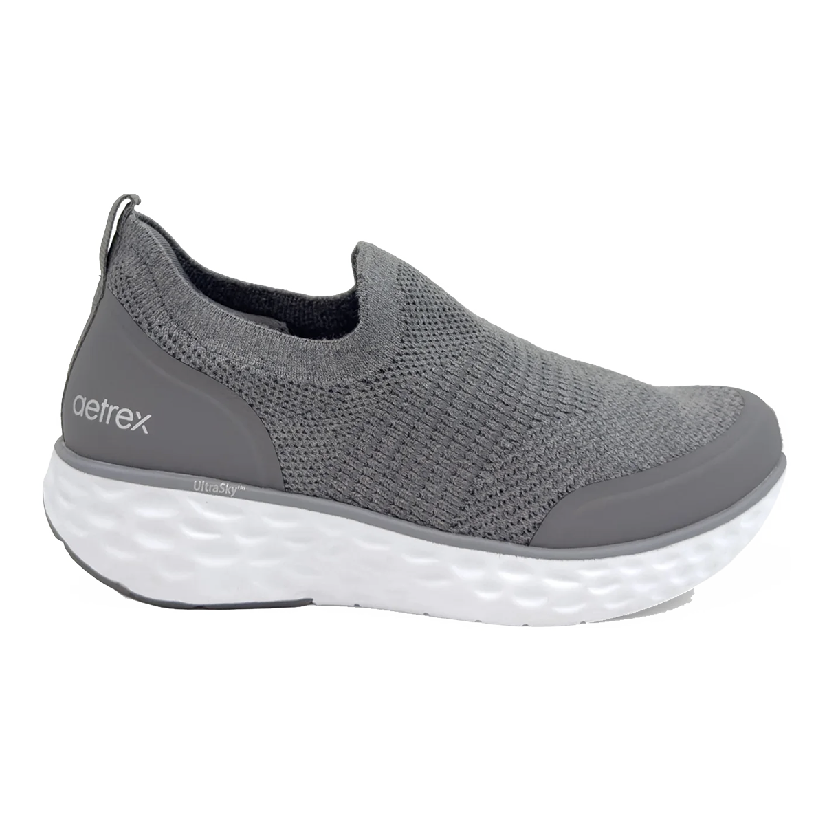 Aetrex Dash Slip On — Grey — Size B — Width 35 — Front View