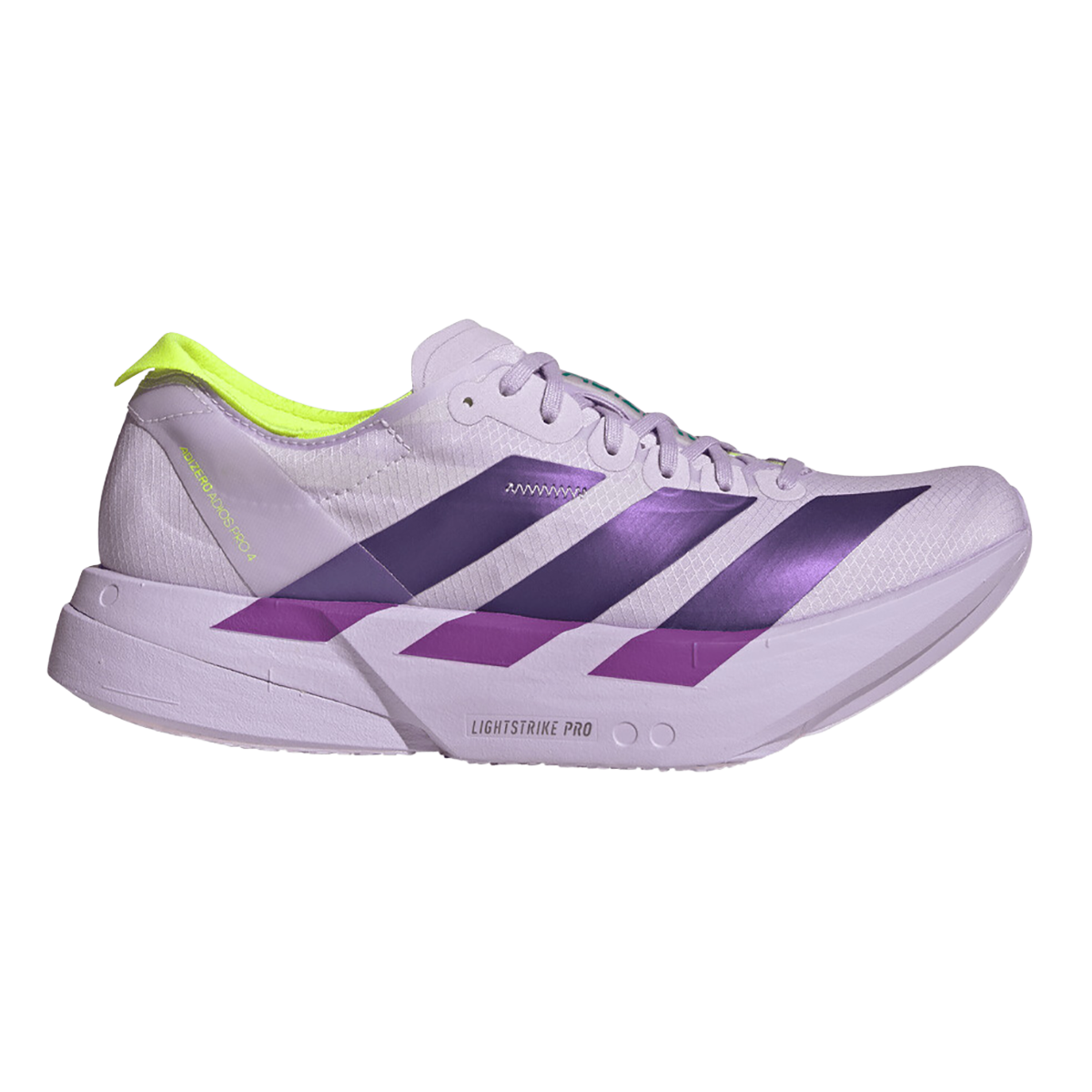 Adidas Adizero Adios Pro 4 — Acid Orange - Core Black - Crystal White — Size B — Width 7 — Detail View