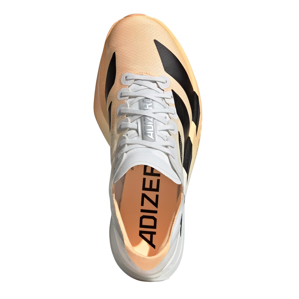 Adidas Adizero Adios Pro 4 — Lucid Tangerine - Core Black - Crystal White — Size D — Width 9 — Back View