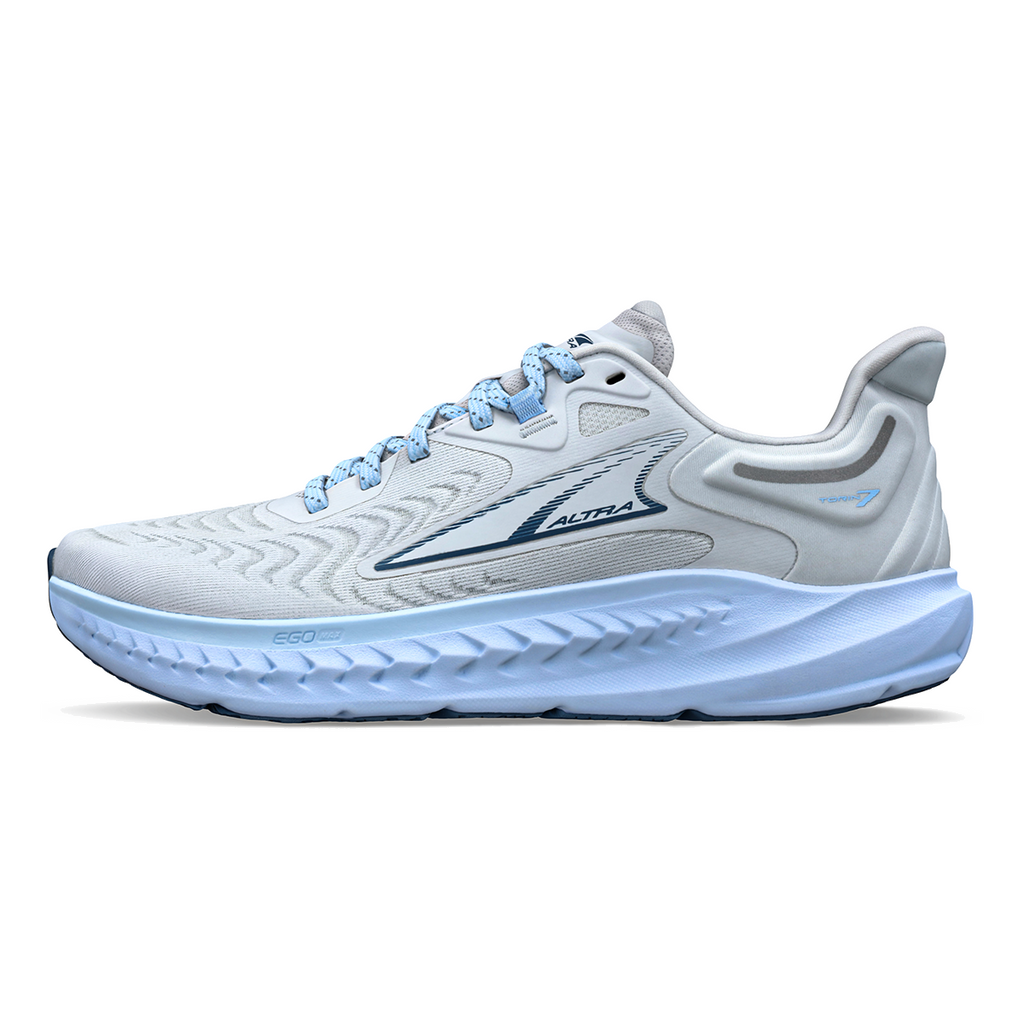 Altra Torin 7 Supermoon — White - Lt Blue — Size B — Width 5.5 — Side View