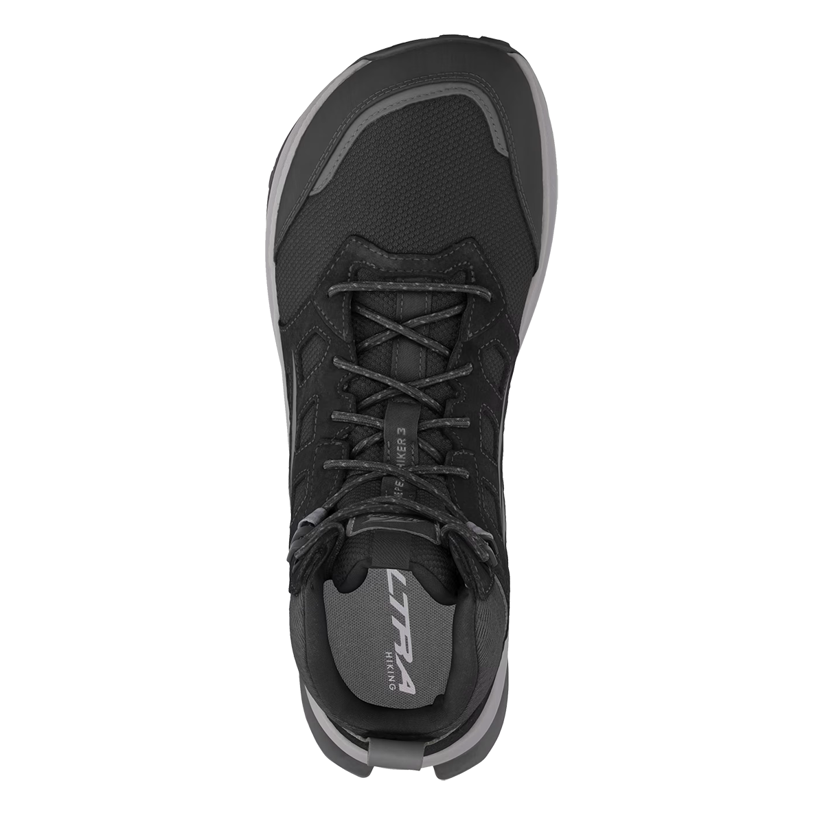 Altra Lone Peak Hiker 3 — Black - Gray — Size D — Width 7 — Back View