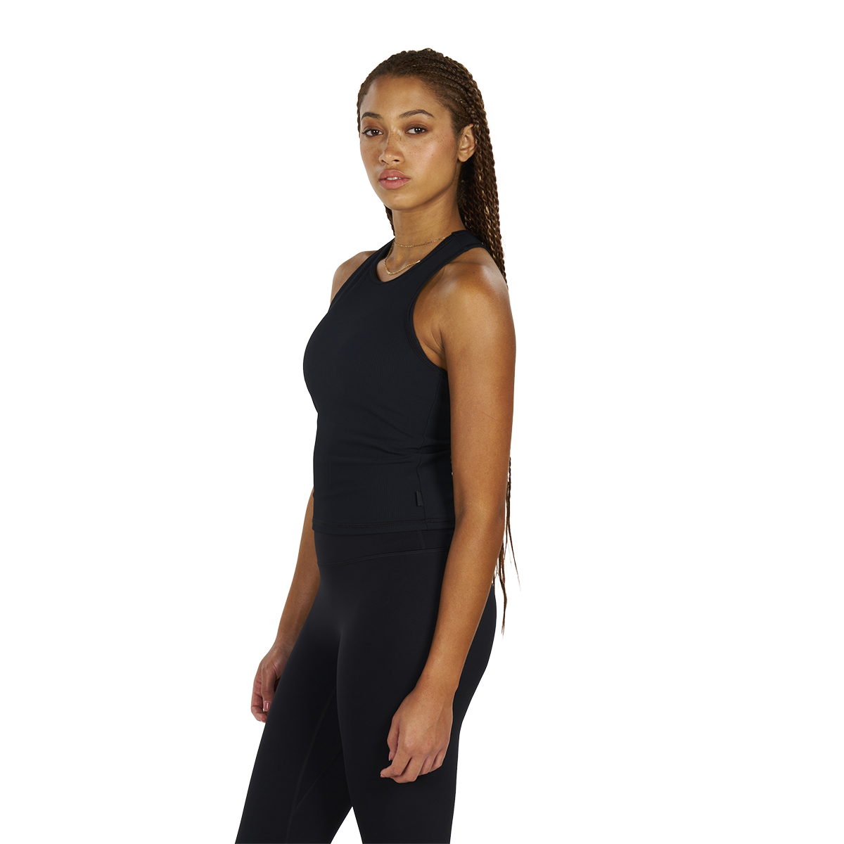Alwrld ALRN Rib Crop Tank — Black — Size XSmall — Lifestyle View