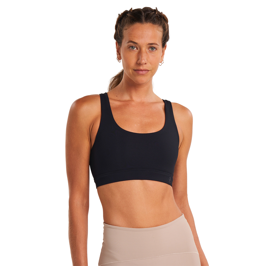Alwrld ALTRN Rib Sport Bra — Black — Size XSmall — Top View