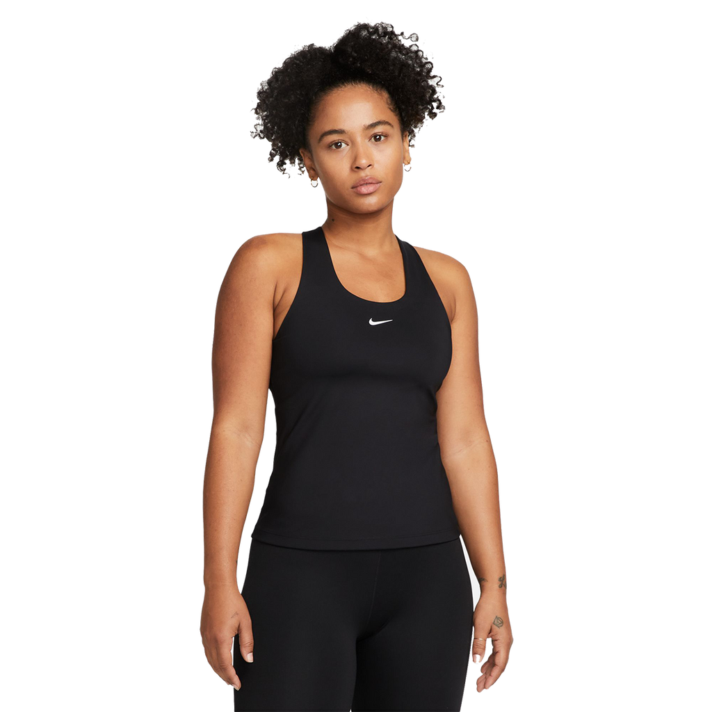 Nike Swoosh Medium-Support Padded Bra — Black - Black - White — Size Medium — Side View