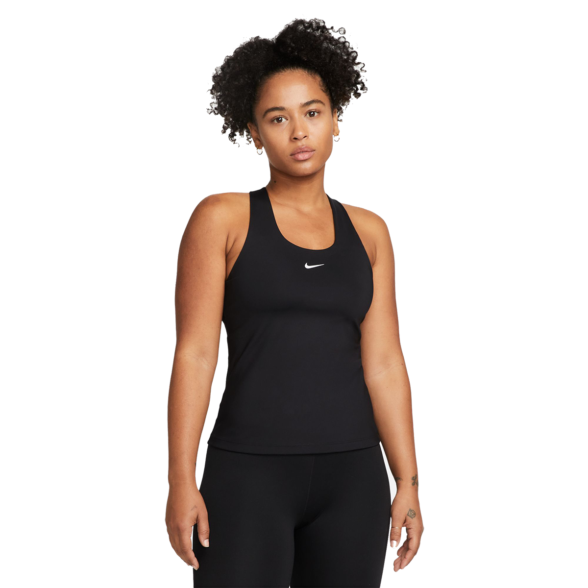 Nike Swoosh Medium-Support Padded Bra — Black - Black - White — Size Medium — Side View