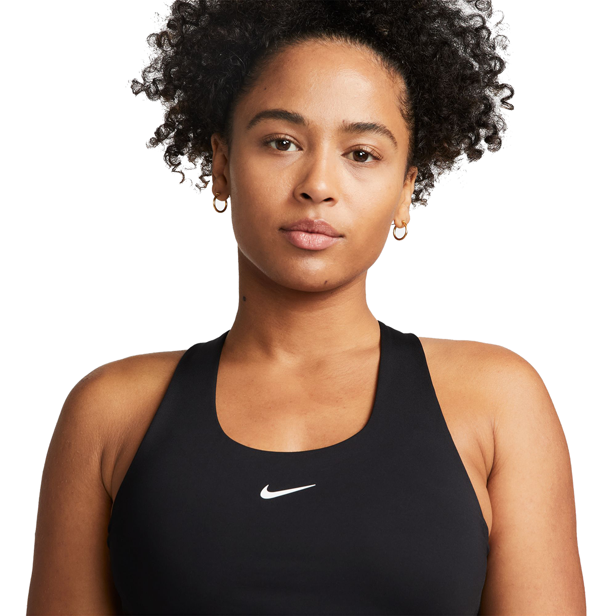 Nike Swoosh Medium-Support Padded Bra — Black - Black - White — Size Medium — Top View