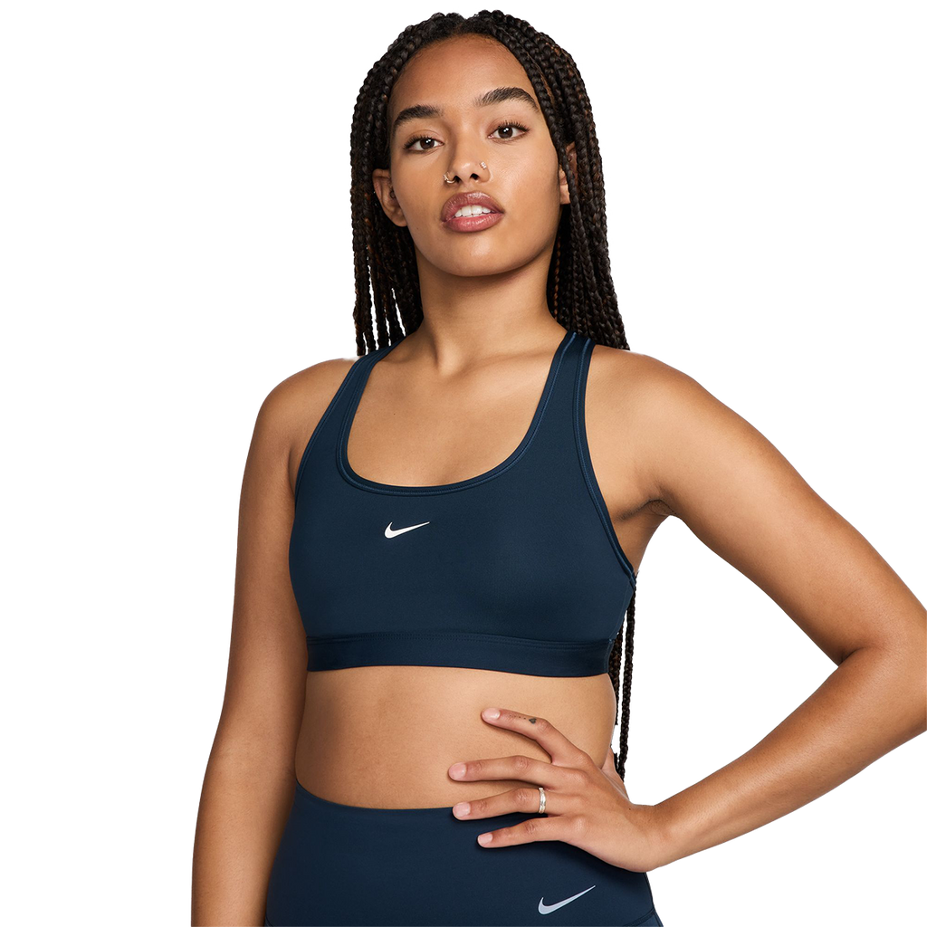 Nike Swoosh Bra — Armory Navy - White — Size Large — Front View