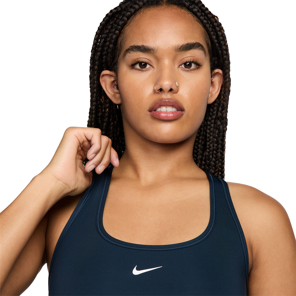 Nike Swoosh Bra — Armory Navy - White — Size Large — Back View