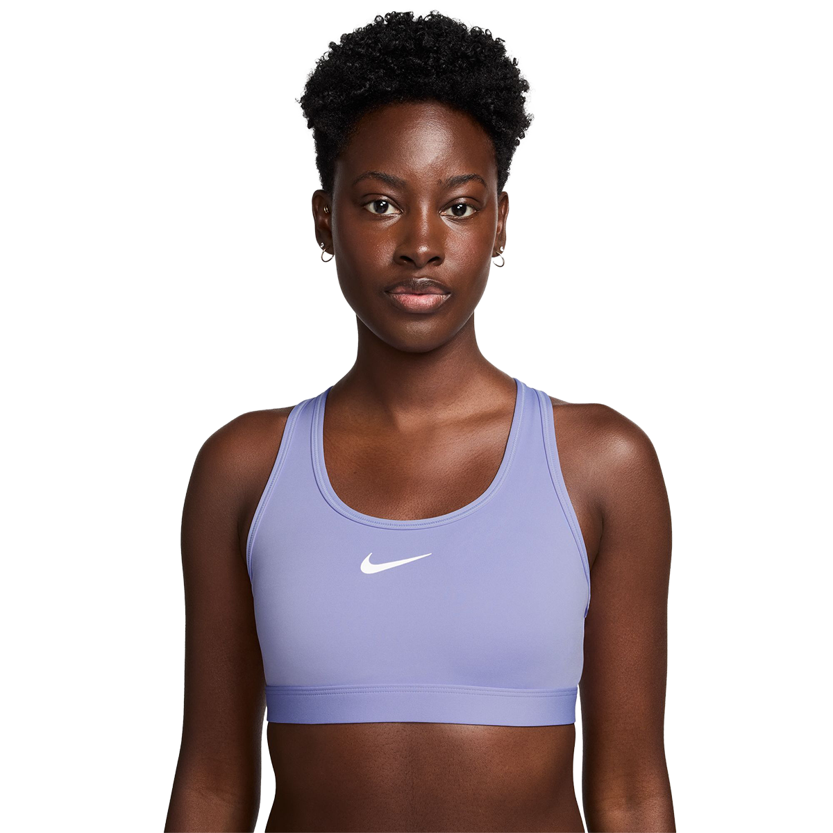 Nike Dri-FIT Swoosh Bra — Lilac Ice - White — Size XSmall — Side View
