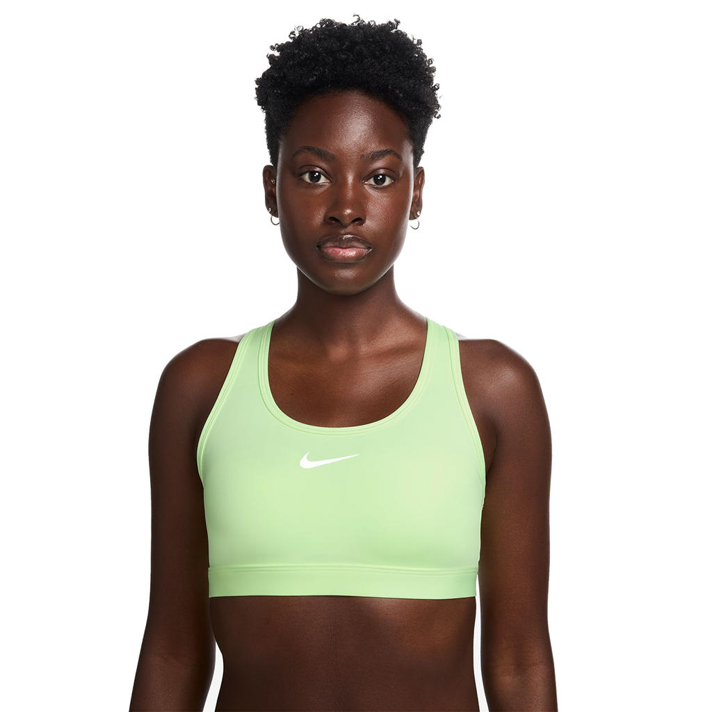 Nike Dri-FIT Swoosh Bra — Barely Volt - White — Size Large — Front View