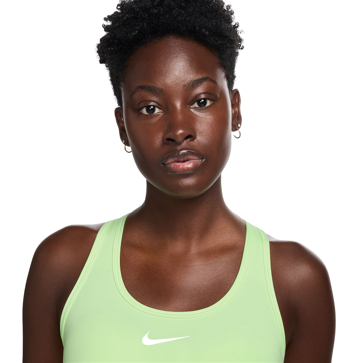 Nike Dri-FIT Swoosh Bra — Barely Volt - White — Size Large — Back View