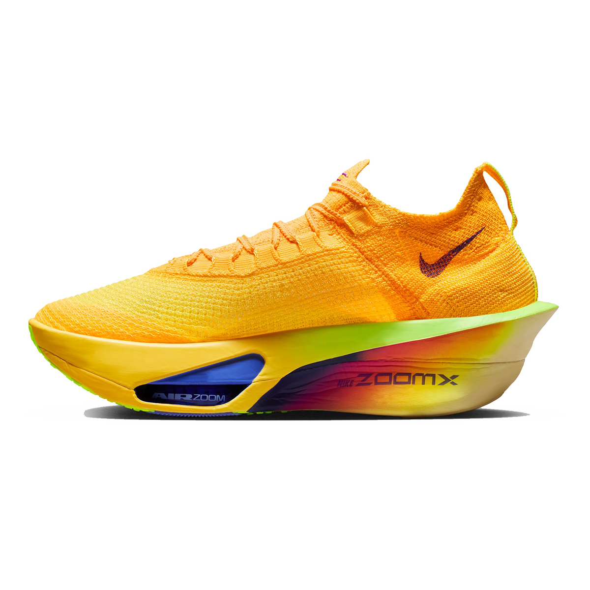 Nike Air Zoom Alphafly Next% 3 — Bright Crimson - Cave Purple - Lime Blast - Mint Foam - Sunset Tint - Green Strike — Size D — Width 12.5 — Lifestyle View