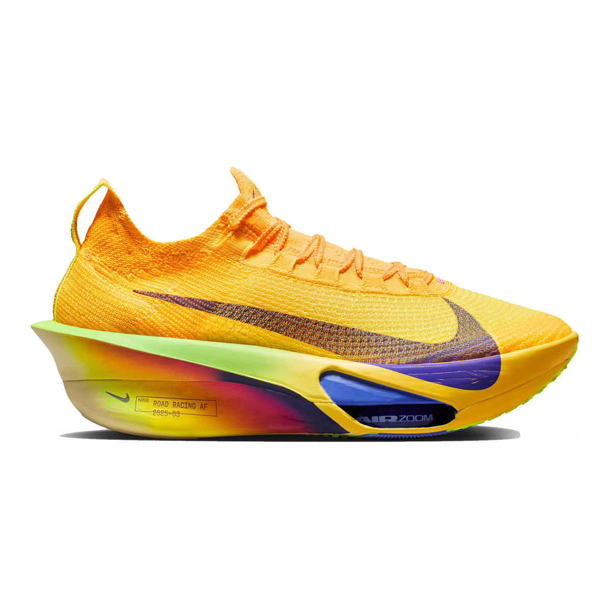 Nike Air Zoom Alphafly Next% 3 — Bright Crimson - Cave Purple - Lime Blast - Mint Foam - Sunset Tint - Green Strike — Size D — Width 12.5 — Detail View
