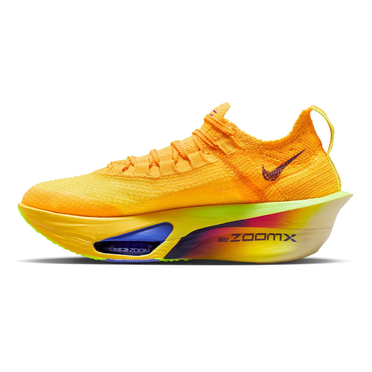 Nike Air Zoom Alphafly Next% 3 — Bright Crimson - Cave Purple - Lime Blast - Mint Foam - Sunset Tint - Green Strike — Size B — Width 6.5 — Side View