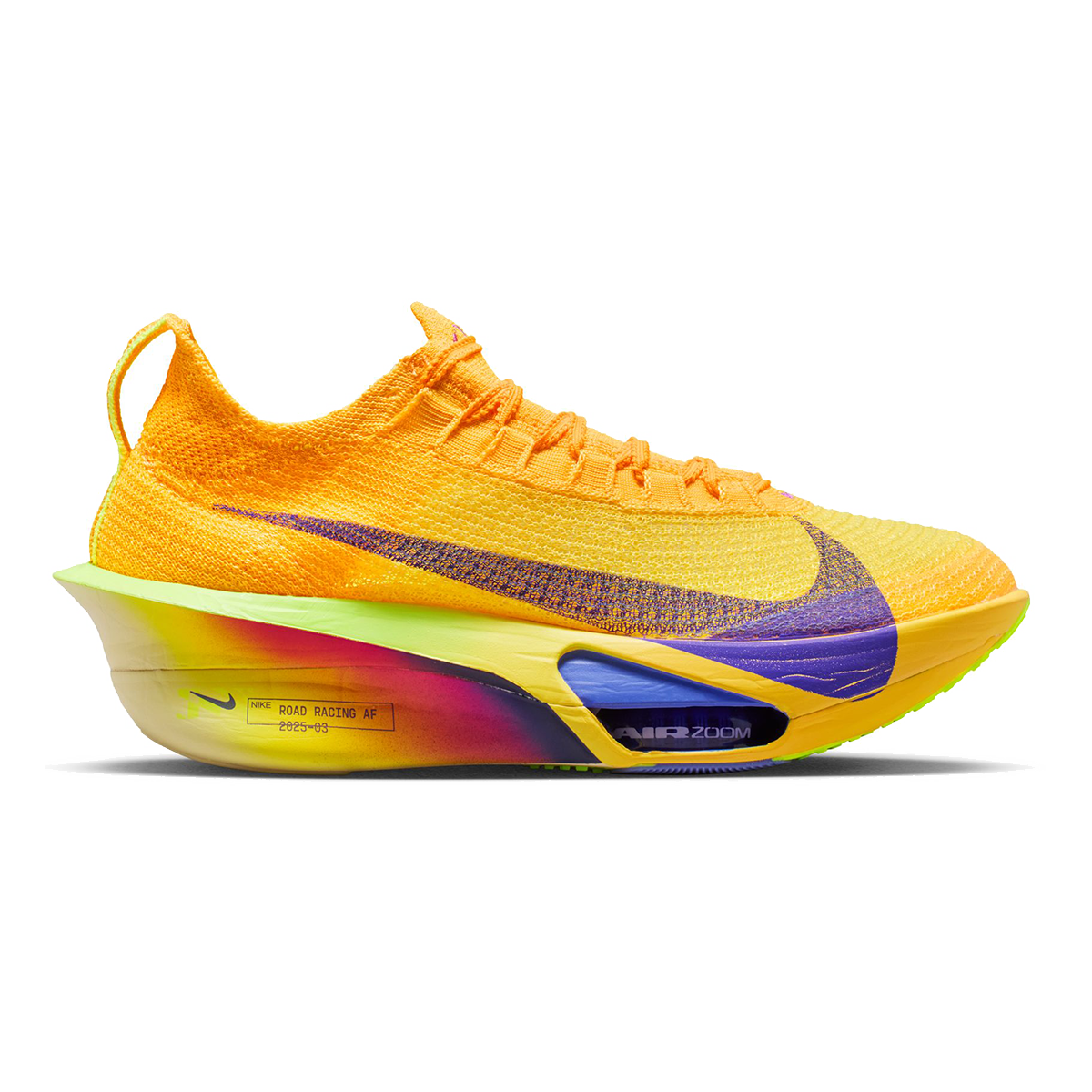 Nike Air Zoom Alphafly Next% 3 — Bright Crimson - Cave Purple - Lime Blast - Mint Foam - Sunset Tint - Green Strike — Size B — Width 6.5 — Front View