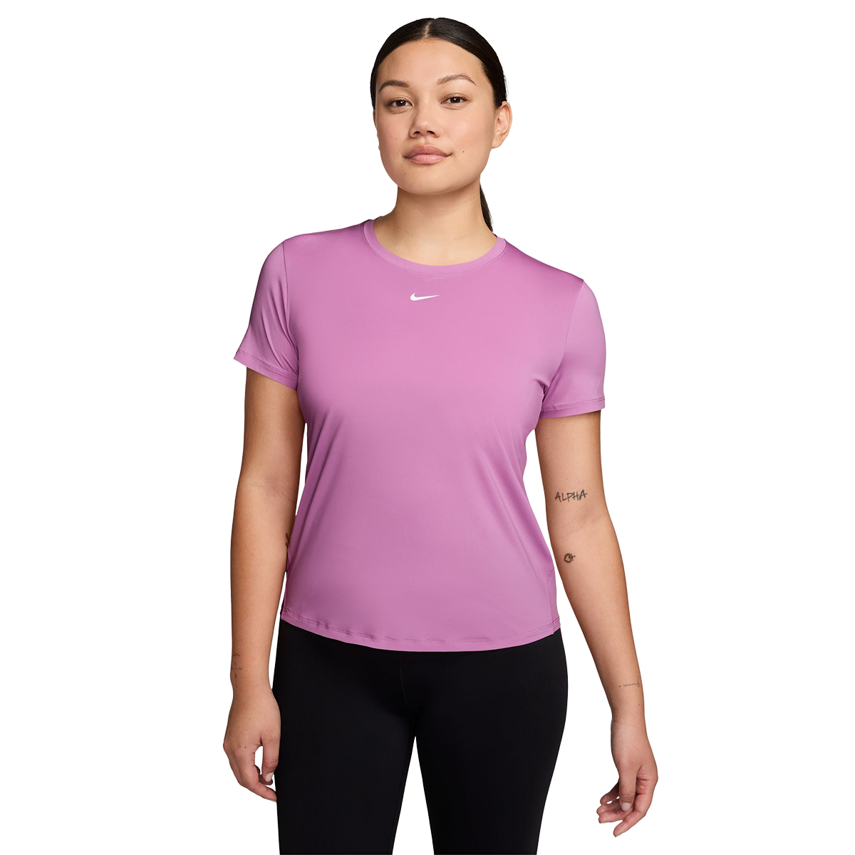 Nike Classic Dri-FIT Short-Sleeve Top — Light Magenta - White — Size XSmall — Front View