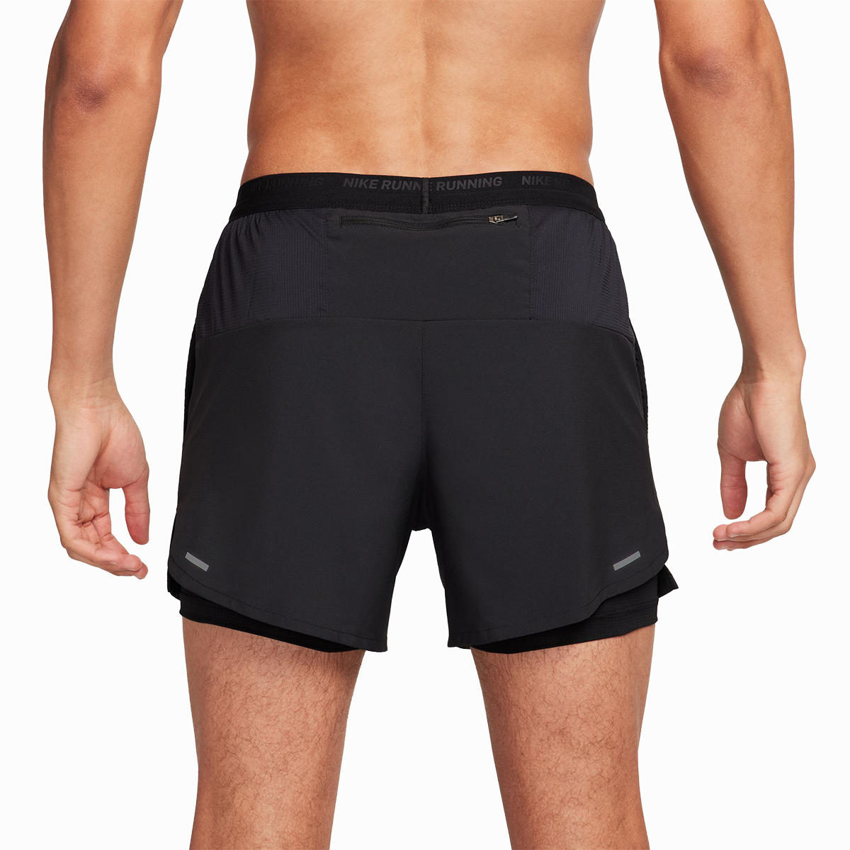 Nike Dri-FIT 5" 2-in-1 Short — Black - Black - Black - Reflective Silver - Reflective Silver — Size Small — Back View