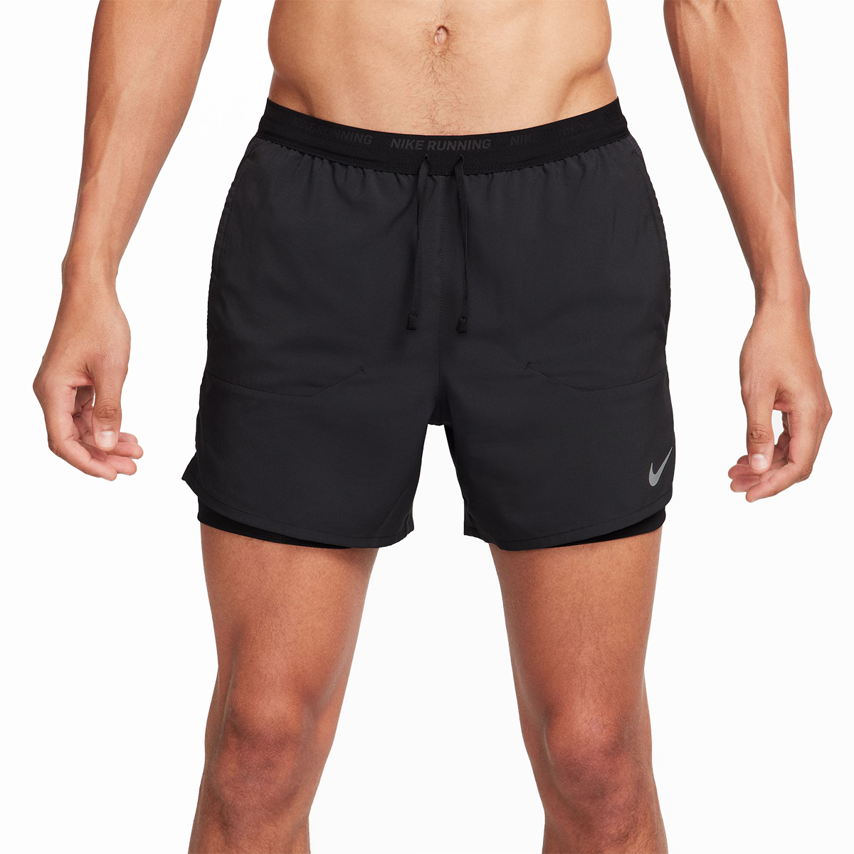 Nike Dri-FIT 5" 2-in-1 Short — Black - Black - Black - Reflective Silver - Reflective Silver — Size Small — Side View
