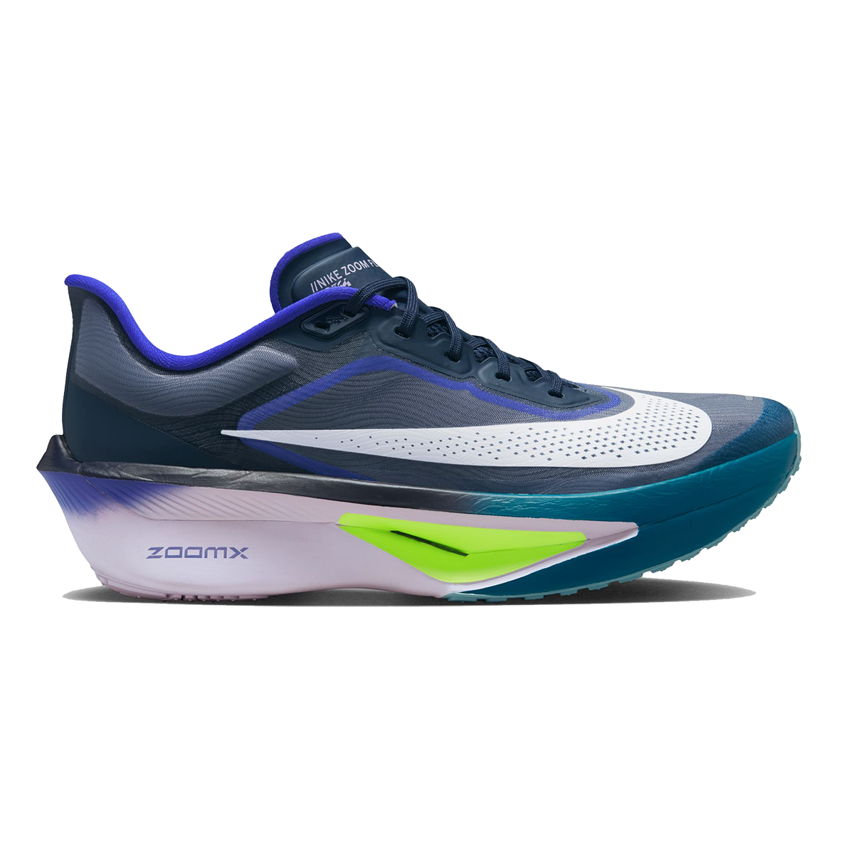 Nike Zoom Fly 6 — Bright Crimson - Cave Purple - Lime Blast - Mint Foam - Hyper Orange — Size D — Width 9 — Lifestyle View