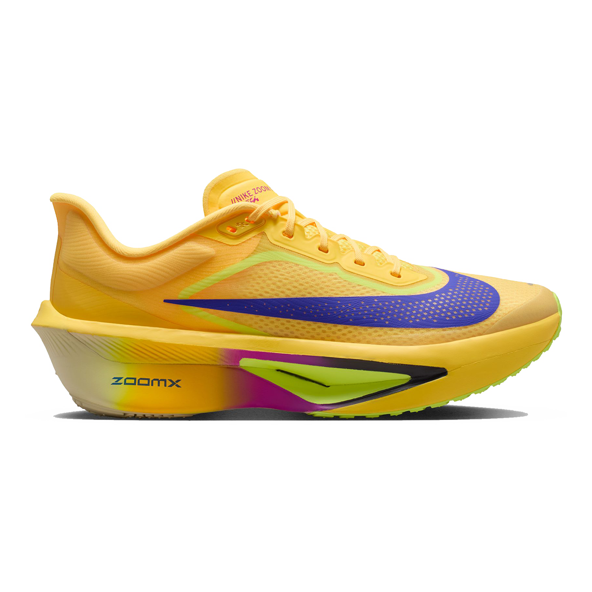 Nike Zoom Fly 6 — Bright Crimson - Cave Purple - Lime Blast - Mint Foam - Hyper Orange — Size D — Width 9 — Front View