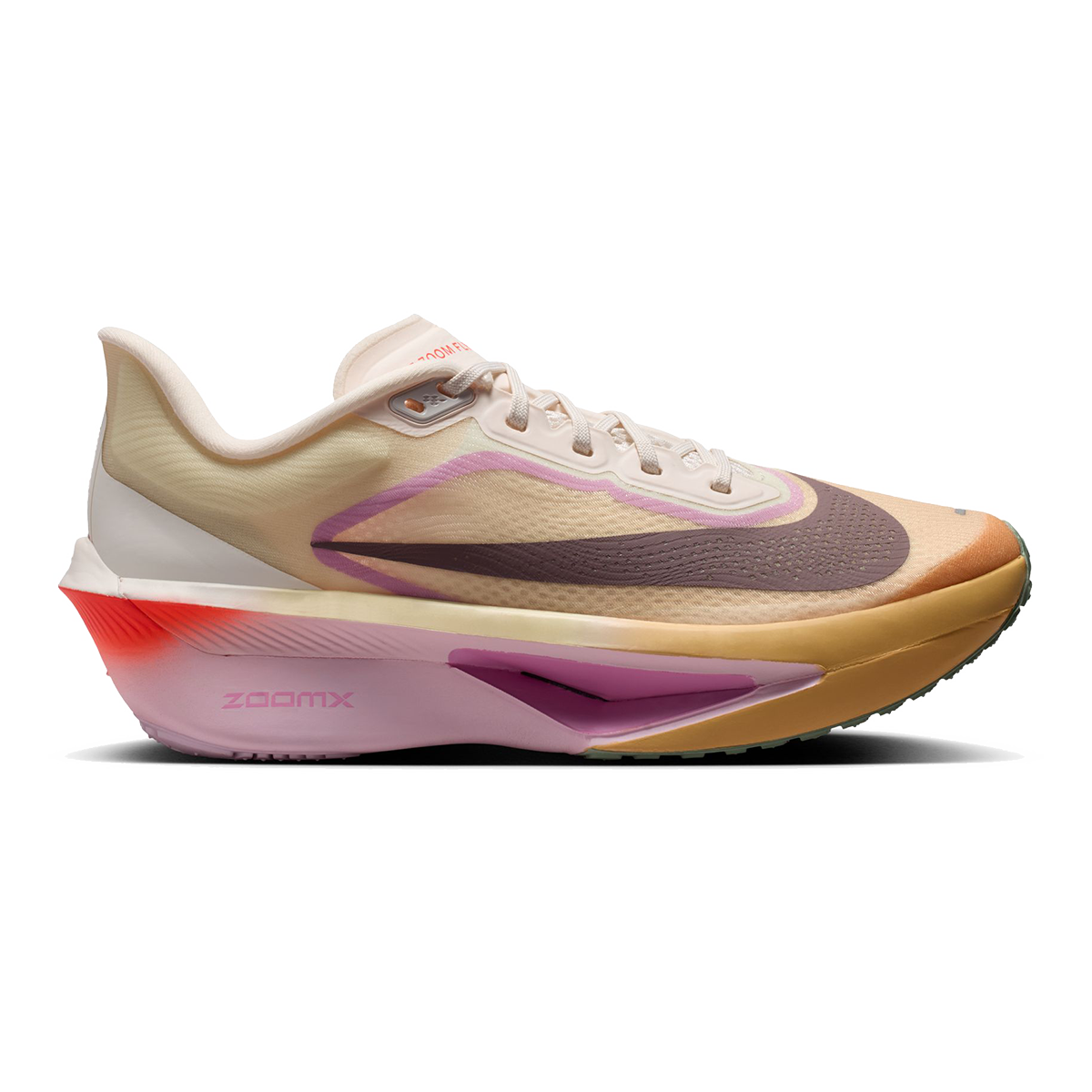 Nike Zoom Fly 6 — Pale Ivory - Black - Crimson Tint - Sail - Hot Punch — Size B — Width 7 — Front View