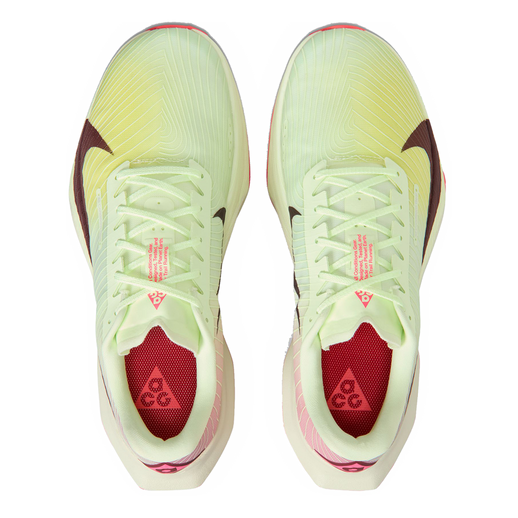 Nike ACG Ultrafly Trail — Volt Tint - Burgundy Ash - Steam - Sea Glass — Size D — Width 6 — Back View