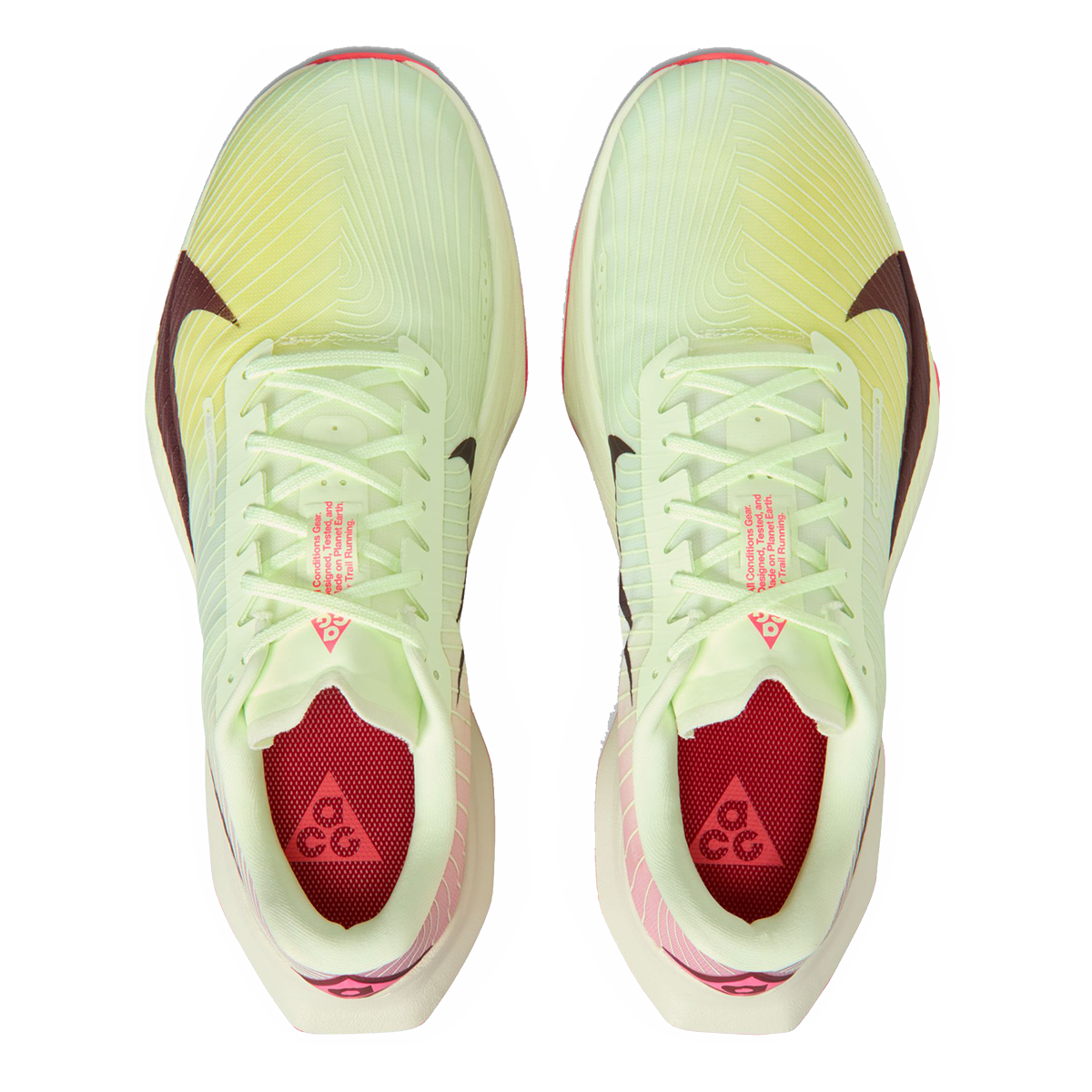 Nike ACG Ultrafly Trail — Volt Tint - Burgundy Ash - Steam - Sea Glass — Size D — Width 6 — Back View