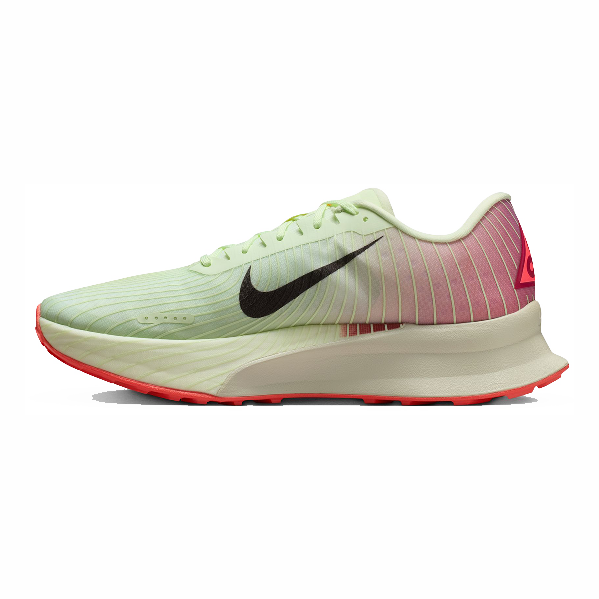 Nike ACG Ultrafly Trail — Volt Tint - Burgundy Ash - Steam - Sea Glass — Size D — Width 6 — Side View