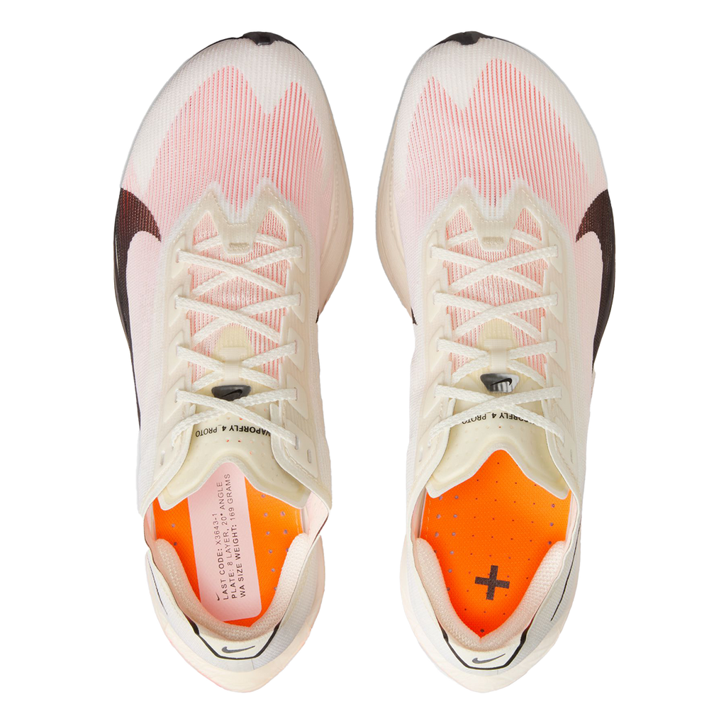 Nike ZoomX Vaporfly Next% 4 PROTO — Sail - Black - Total Orange - White — Size B — Width 7.5 — Back View