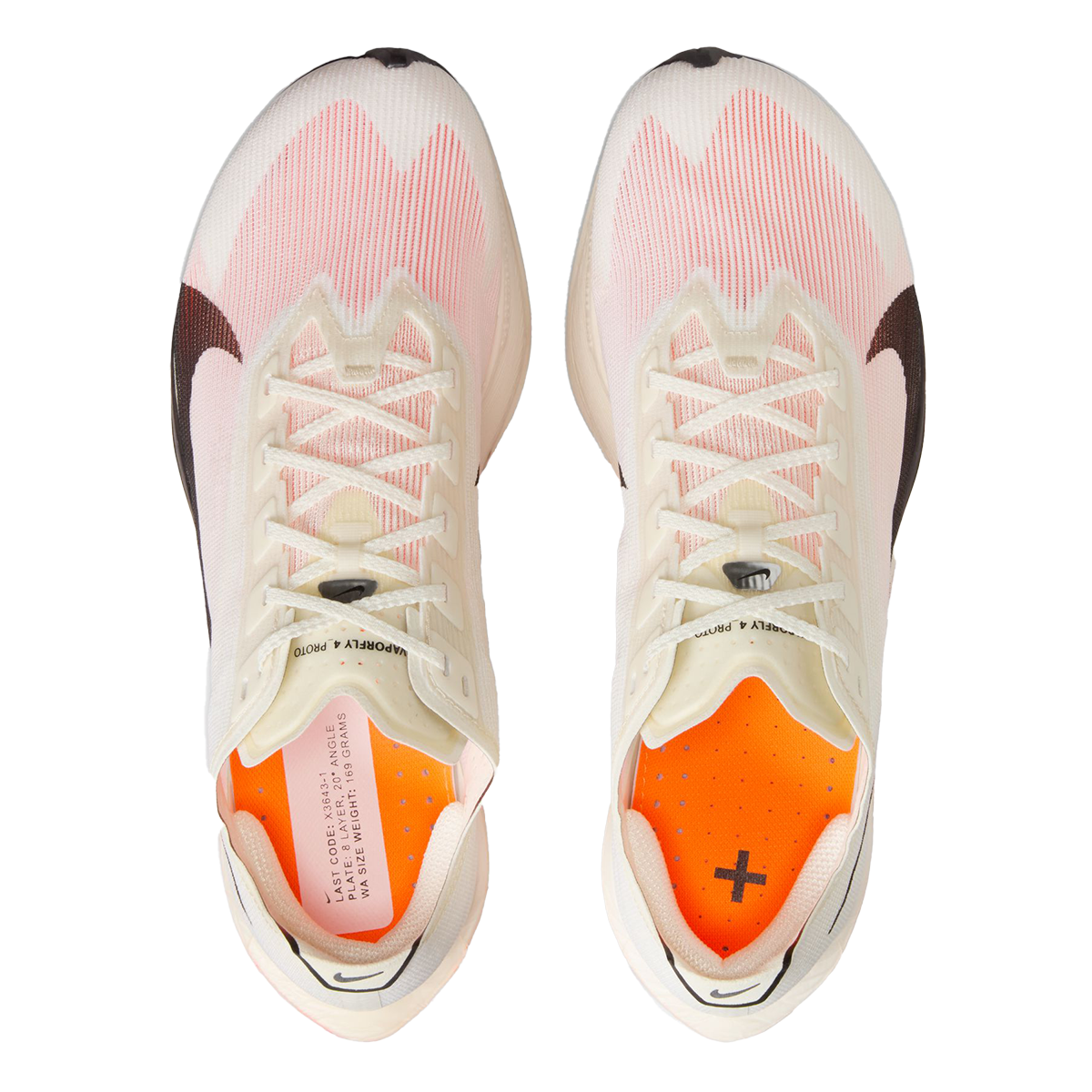 Nike ZoomX Vaporfly Next% 4 PROTO — Sail - Black - Total Orange - White — Size B — Width 7.5 — Back View