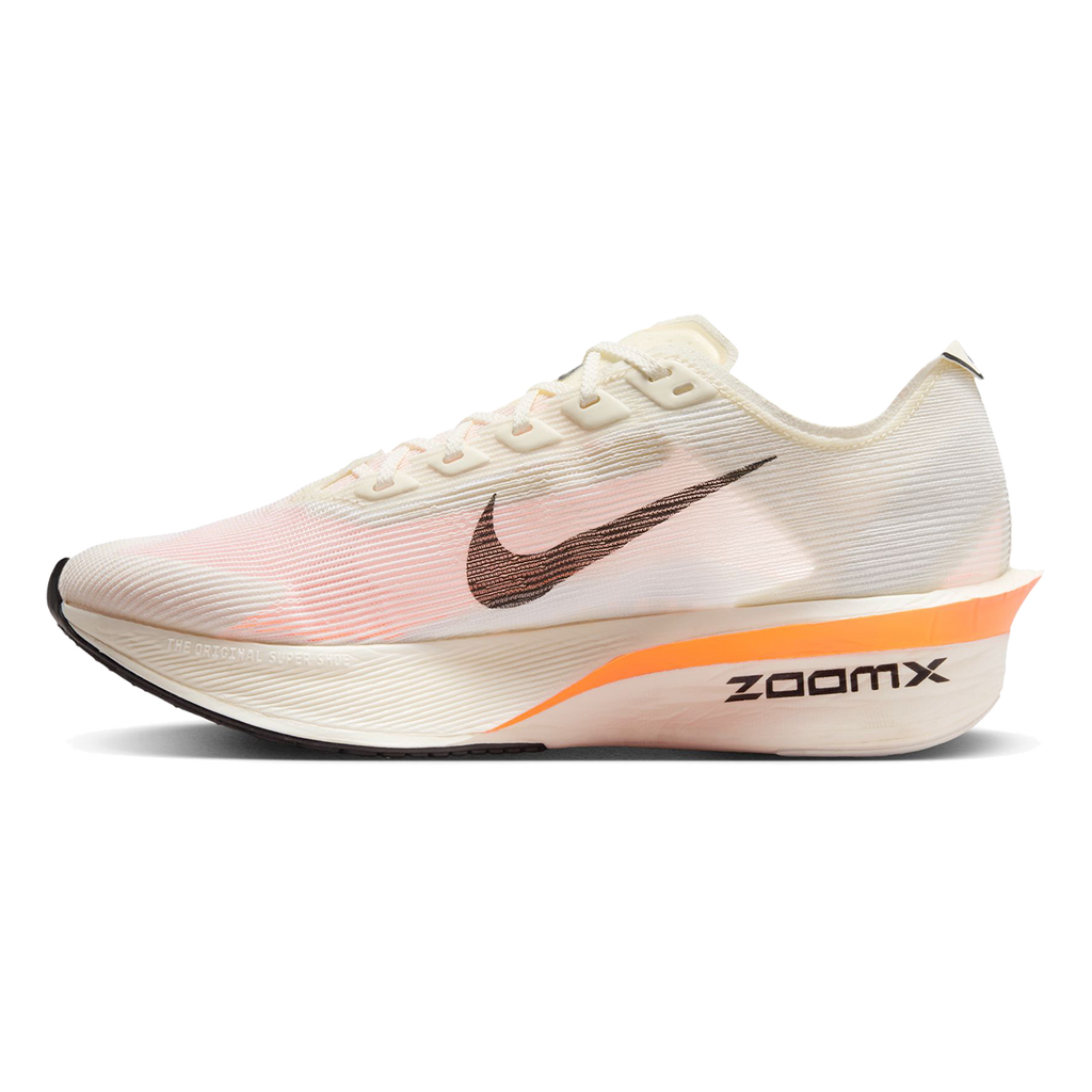 Nike ZoomX Vaporfly Next% 4 PROTO — Sail - Black - Total Orange - White — Size B — Width 7.5 — Side View