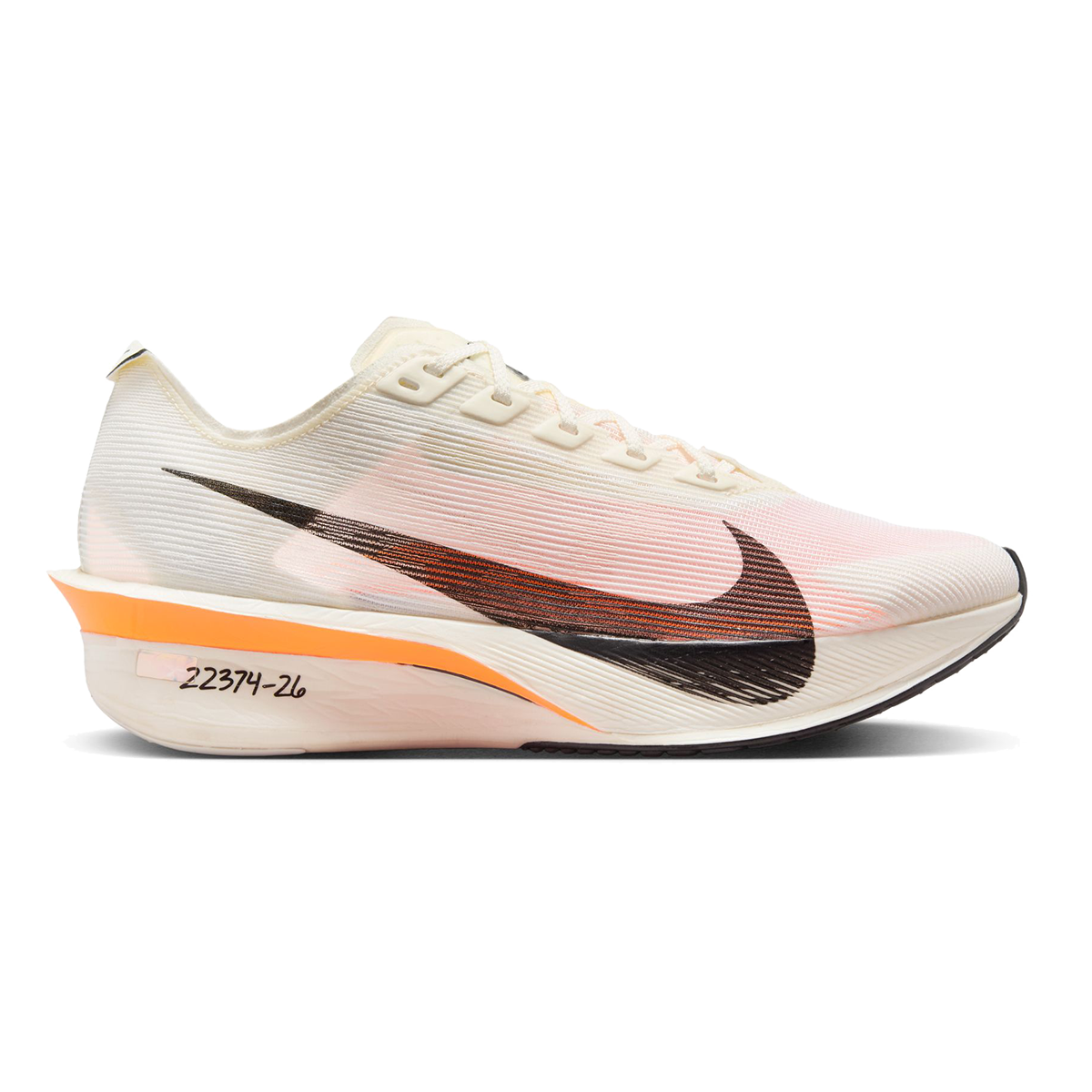 Nike ZoomX Vaporfly Next% 4 PROTO — Sail - Black - Total Orange - White — Size B — Width 7.5 — Front View
